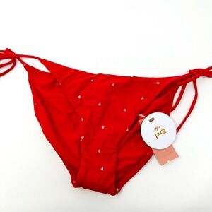 PQ Swim Red Embroidered Heart Bikini Bottoms